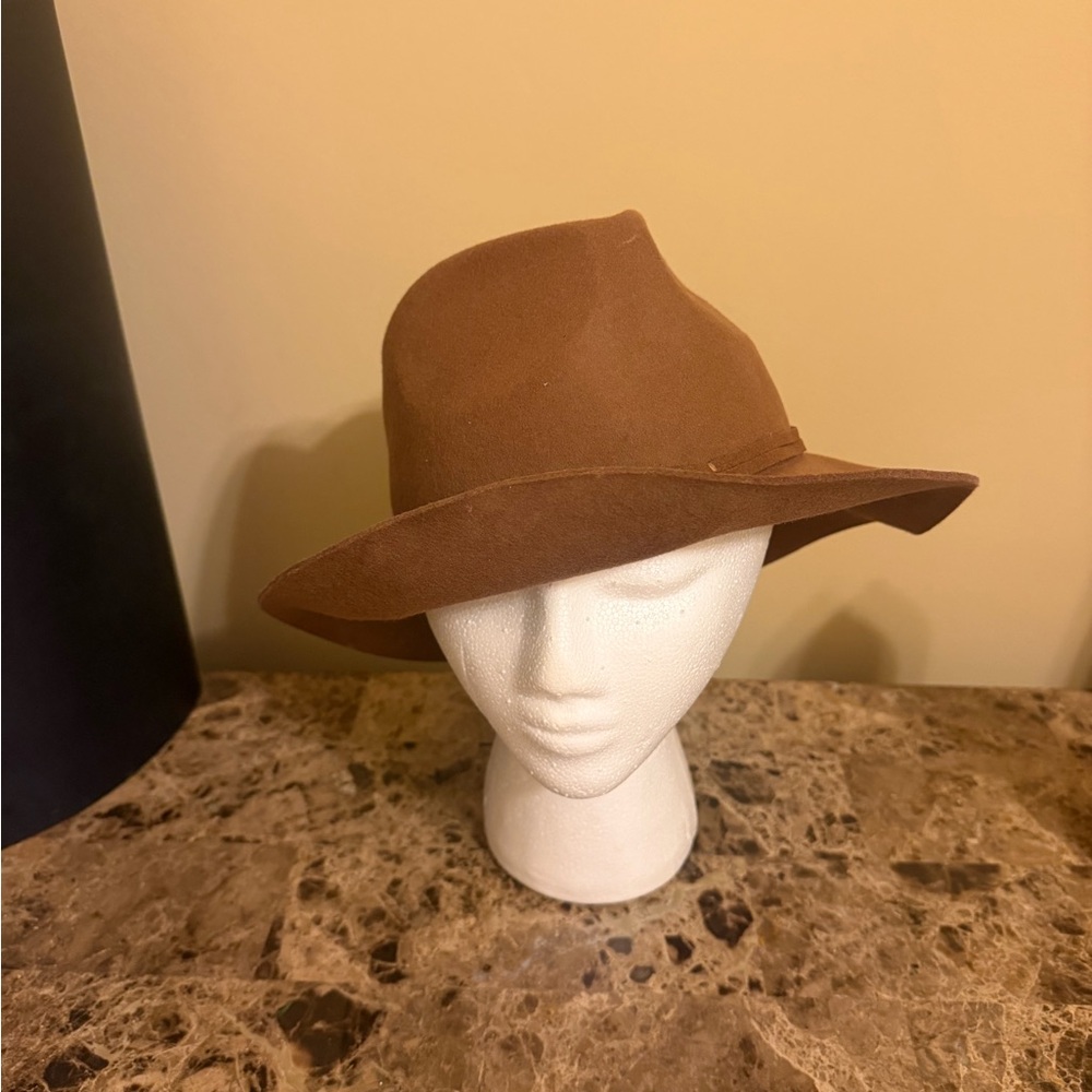 Stylish Brown Fedora wool w/bow on the brim Hat